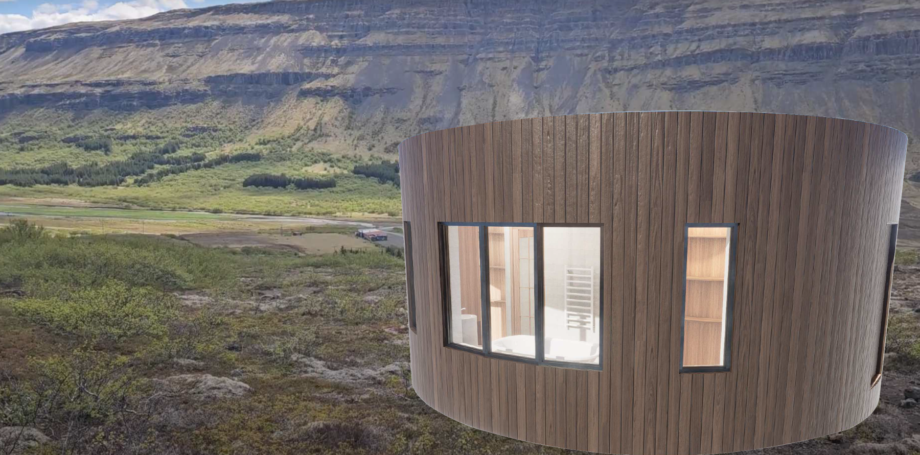 Rear view hotel cabin Rear view hotel cabin